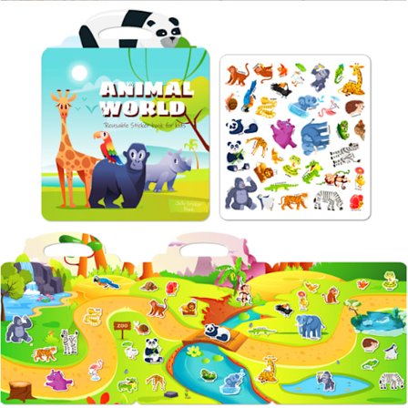 Børns Bærbare Gele-Sticker Stille Bog, Genanvendelig Sticker Bog, Førskole Læringsaktivitet Rejselegetøj