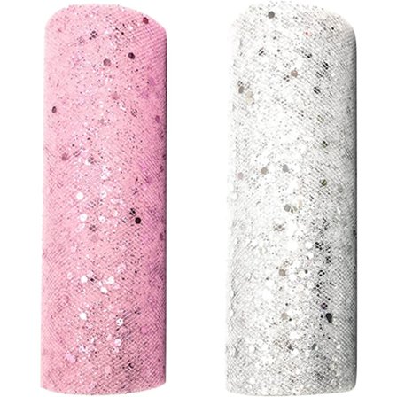 Glittertyllstoff, paljettbesatt tyll, tyllruller til brudekjole, egnet for dekorasjon, gaveinnpakning og klær.