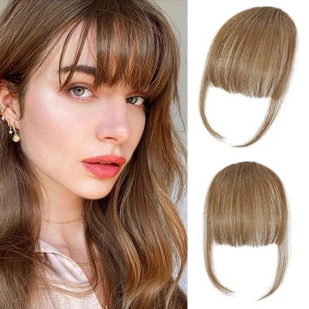 Äkta hår Clip in Bangs, Falska Bangs Hår Clip on Bangs för Kvinnor
