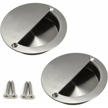 2-pack rullande skjutdörrhandtag, 90 mm rostfritt stål runt fingerhandtag till runt fingerklämma med monteringsskruvar