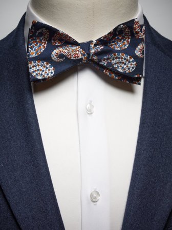 John Henric Men's Blue Bow Tie Floral Paisley Size Self-tied