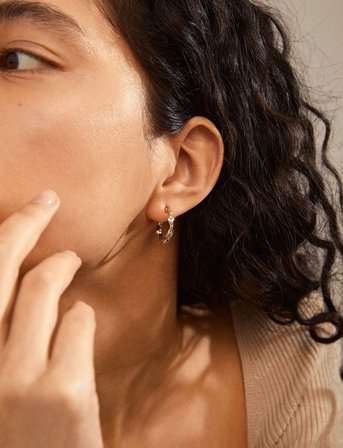 Pilgrim Zion Recycled Organic Shaped Medium Hoops - Gold - ONE SIZE