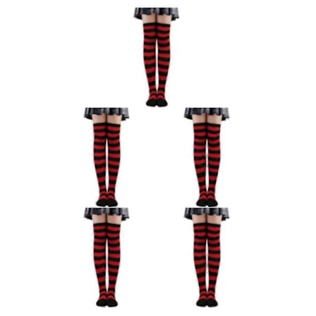 1/2/3/5 Stripete Sokker Komfortable Lårhøye Sokker For Kostymefest