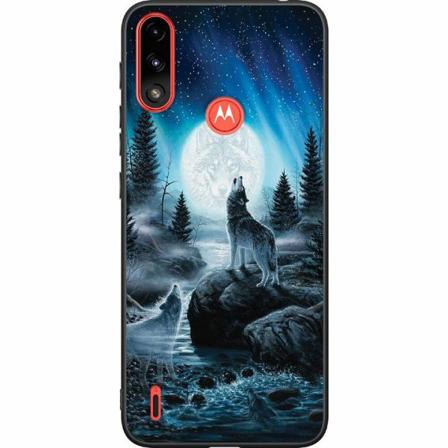 Motorola Moto E7i Power Svart Skal Wolf / Varg