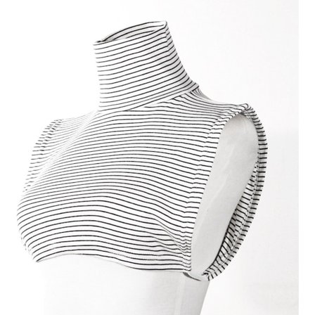 Strikket falsk krave - Faux turtleneck sweater - Hvide striber