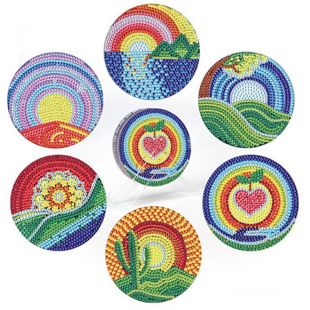 Sæt med 6 DIY diamantmaleri-glasbrikker - Moti