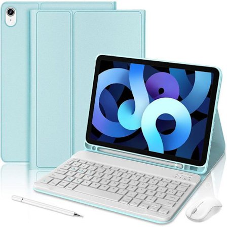 Tangentbordsskydd för iPad Air 11" (M3/M2) / iPad Air 4/5 10,9" - Blå PU-läder med Bluetooth-tangentbord + Stylus + Mus