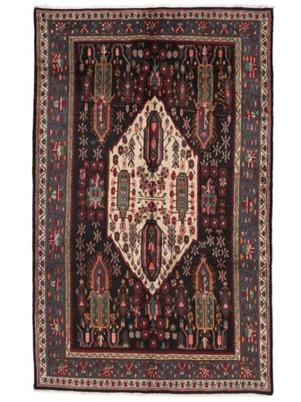 Afshar Teppe Håndknyttet 159X258 Svart/Mørk Rød Persia