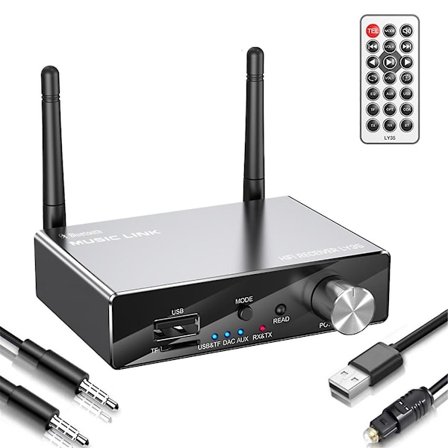Bluetooth 5.3 Mottaker Sender Stereo Lav Latens Aux 3.5mm Jack Optisk Trådløs Musikk Lyd A-WELLNGS