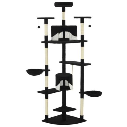 Vidaxl Katt Klösträd Med Klöspelare I Sisal 203 Cm Svart Och Vit Multifärg