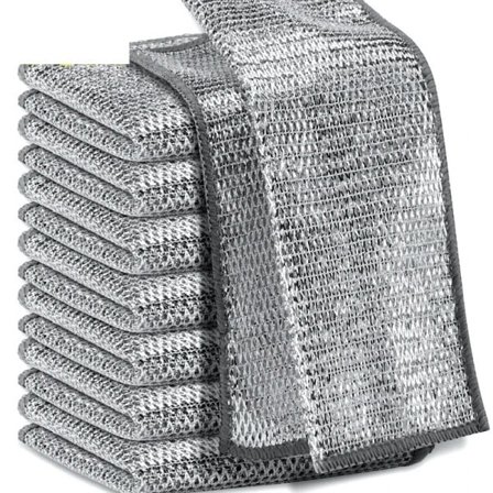 12 bitar Magic rengöring tyg förtjockad dubbel sidig metall stål tråd trasor kök disk gryta disk disk dukar handduk