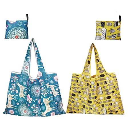 2 st Reusable Shopping Bags, 6 st Tvättade Matkassar