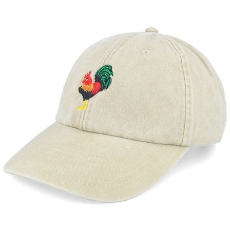 Wild Spirit - Beige unconstructed Keps - Rooster Embroidery Khaki Dad Cap @ Hatstore