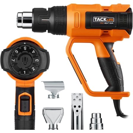 Tacklife Digital Varmluftpistol, 2000W Power-On Hukommelse med Digital LCD-skærm, Fire Forskellige Dyser til Forskellige Anvendelser, ABS-plast af Høj