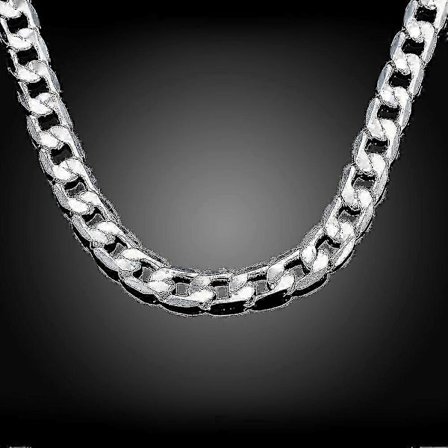925 Sterling Silver Halsband För Män 20/24 Tum Klassisk 8mm Kedja Lyx Smycken Bröllop Julklappar