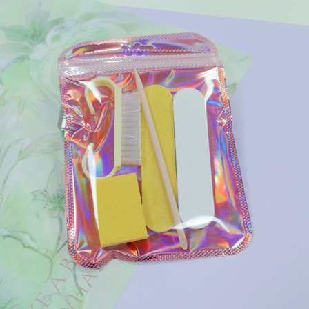 Nytt bærbart neglekunstsett - Neglefil, poleringsstripe, hornbørste, neglebåndsfjerner verktøysett