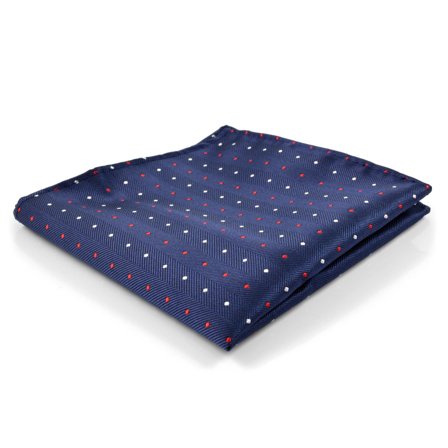 Ciemnoniebieska poszetka w kropki dla mężczyzn - Wzorzyste poszetki