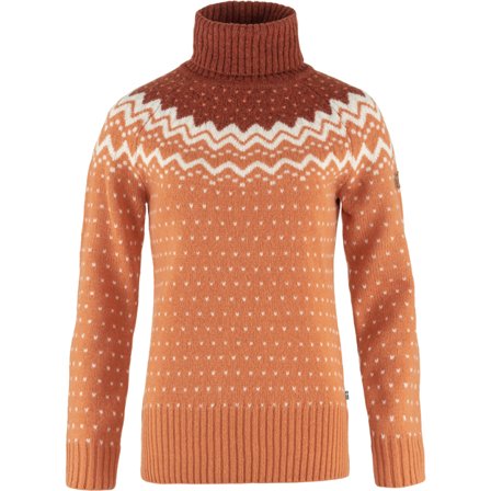 Fjällräven Women's Övik Knit Roller Neck Sweater in Desert Brown/Autumn Leaf, Wolle | Size: Large