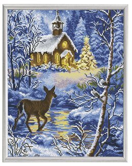 Diamond Dotz Kappeli lumimaisemassa