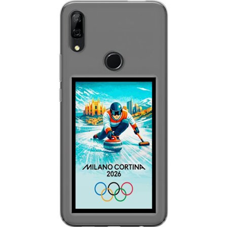 Kompatibelt Mobildeksel til Huawei P Smart Z Ishockeyillustrasjon med spillere i bevegelse på isen, Milano Cortina 2026, Milan-landemerker og olympisk