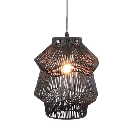 Musta metallinen köysiriippuvalaisin – 26x36x30cm