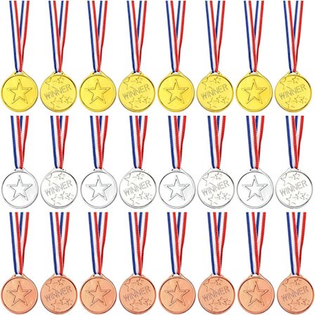 36 stk. Guld Vinder Medaljer Plast Medaljer Guld Medalje Fest Dekorationer og Sportspræmier