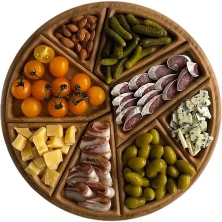 Food Tray with Removable Compartments, Charcuterie Board, Home Decor, for Pantry/Kitchen/Breakfast/Coffee Table