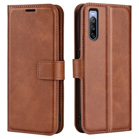 Skinn-etui i lommebok-stil for Sony Xperia 10 IV - Lysebrun