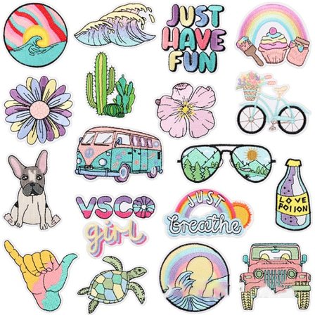 18 stk Stryke-på Reparasjonslapper for Klær Flerfarget