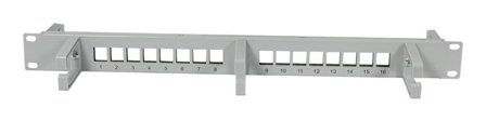 SYNERGY Keystone,Modulträger, 19Patchpanel für 16xTP-Modul, 1HE(t 92mm), Lichtgrau, mit Kabelbügel, Synergy 21,