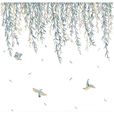 Willow Leaves Hengende Vinranke Veggklistremerker, Fugl Plante Hengende Vinranke Veggklistremerke Ivy Blader Planter Veggdekor Stue Soverom Korridor