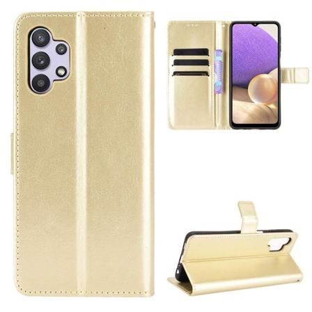 Samsung Galaxy A32 5g - Crazy Horse Läder Fodral - Guld Gold Guld