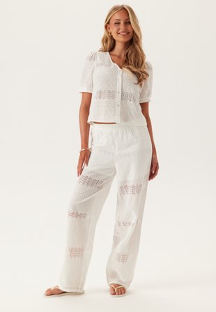 Pieces - Pctaya Hw Pants - Cloud Dancer - Kläder - - Bubbleroom