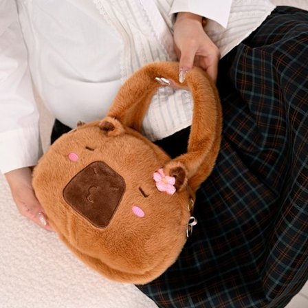 Capybara Crossbody Bag Djur tecknad Tygpåse ROSA