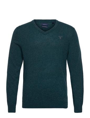 Md. Extrafine Lambswool V-Neck Strikkegenser V-krage Blå GANT