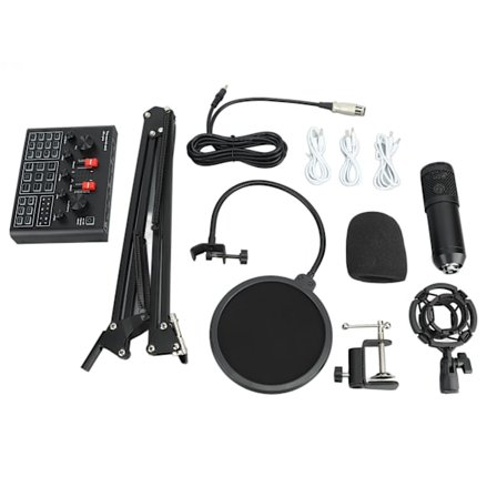Podcast-utrustningspaket Brusreducering Stabil inspelningsstudiopaket Ljudkort Mixer för Livestreaming