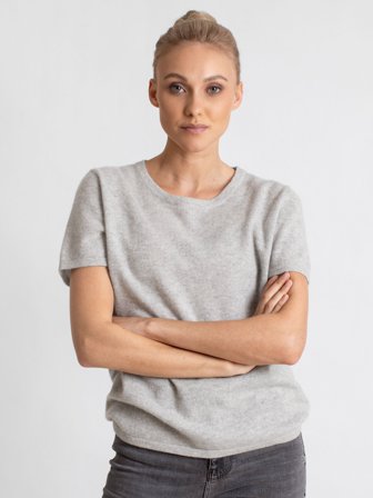 Kashmina - Kashmir t-shirt "Fresh" - lys grå - Size L