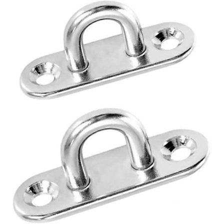 4 stk. M8 Øyeplate i rustfritt stål, avlang U-formet metallkrok veggmontering U-formet metallkrok med 2 hull, marine øyeplate for dekk, vegg, båt