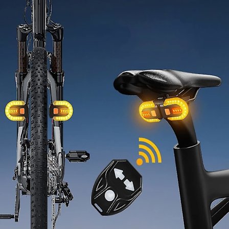 Cykel Blinklys Med Trådløs Fjernbetjening, To Lampe Split Baglygte Med Blinklys, USB Genopladelig