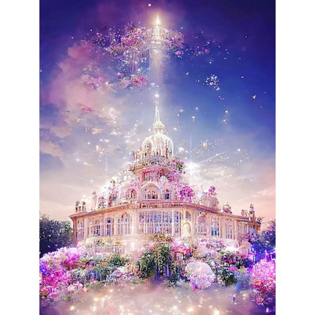 (30 x 40 cm, Slott B) 5D diamantmålning kit, slott diamant