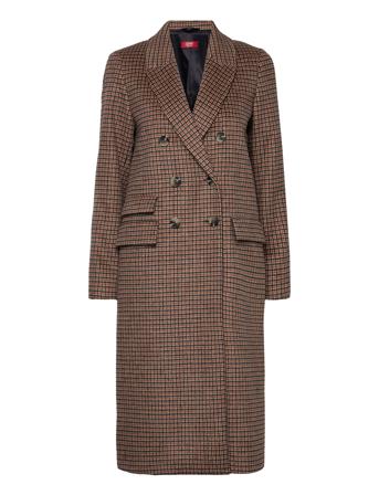 Checked Wool-Blend Coat Outerwear Coats Winter Coats Brun Esprit Collection*Betinget Tilbud