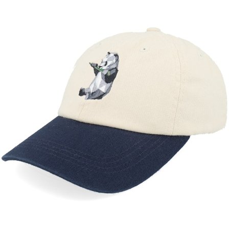 Kiddo Cap - Beige unconstructed Casquette - Kids Paper Panda Stone/Navy Washed Dad Cap @ Hatstore