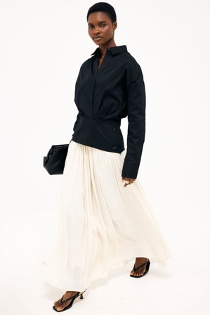 KateKlemXNaKd - Maxiskjørt med vide rysjer - Plisserte skjørt - Beige - EU 36