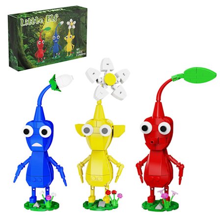 Moc ny 9-i-1 Pikmin-spel rollfigurer byggklossar kit med pappersmanual växtliknande varelser modellleksaker för julklapp