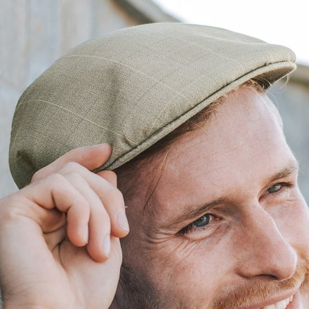 Gorra plana de cuadros gris Tirreno para hombres - Boinas para hombre