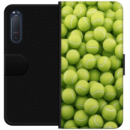 Yhteensopiva Lompakkokotelo Sony Sony Xperia 5 II Vihreiden tennispallojen kuvio korkealla tarkkuudella, urheilullinen motiivi toistettavalla tekstuur
