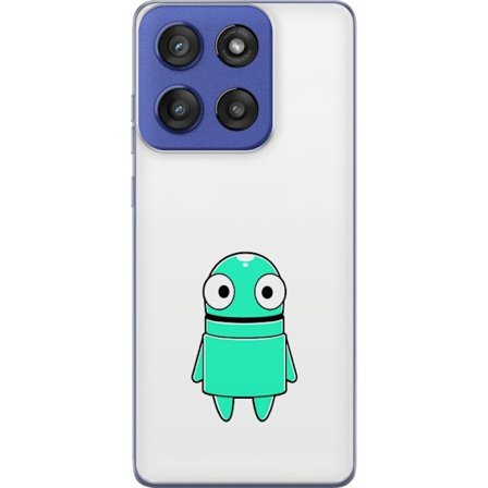 Yhteensopiva Puhelinkuori Motorola Edge 60 Stylus Turkoosi piirroshahmo isoilla silmillä ja iloisella persoonallisuudella yksinkertaisessa kuvitukses