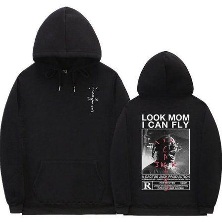 Cactus Jack Hoodie Menn Kvinner Dobbeltsidig Trykk Utseende Mamma I Can Fly Travis Scott Hoodies Unisex Hip Hop Streetwear Q02158*svart M