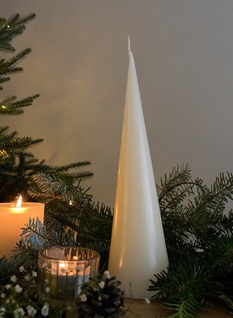 Juletre stearinlys H31 - hvit