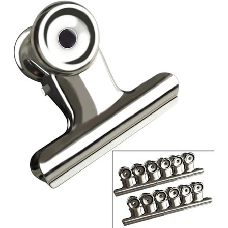 12 st Bulldog Clips 38 mm Runda Pappersklämmor Silver Metall Filklämma